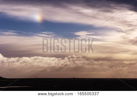 Cloudy Sky With Sundog