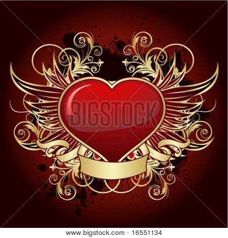 Gold retro heart.