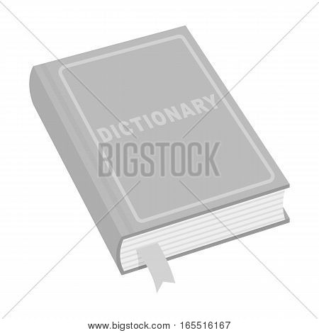 Dictionary icon in monochrome design isolated on white background. Interpreter and translator symbol stock vector illustration.