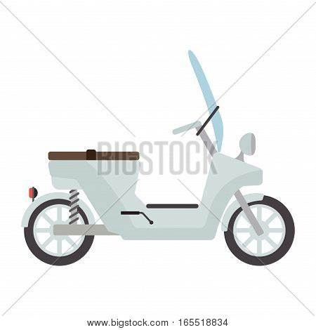Retro vector vespa scooter motorcycle travel design. Motorbike delivery vehicle illustration. Transportation moped cartoon motor urban sign.