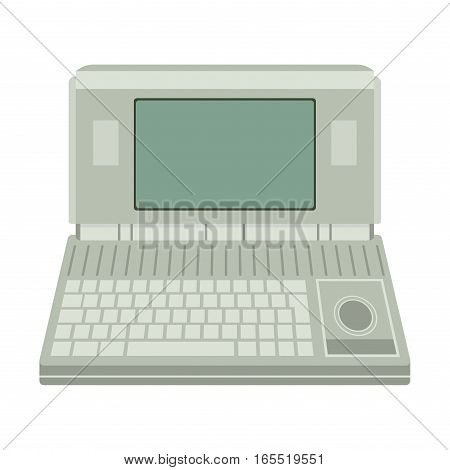 Computer technology vector isolated display. Telecommunication equipment metal pc monitor frame modern office network. Old device electronic space.