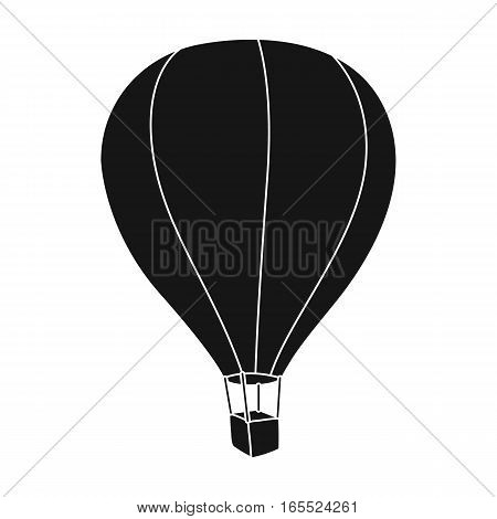 Airballoon icon in black design isolated on white background. Rest and travel symbol stock vector illustration.