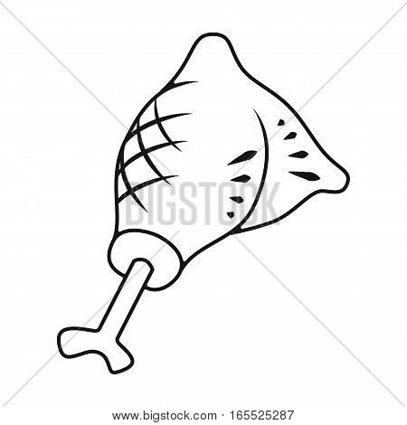 Grilled drumstick icon in black design isolated on white background. Picnic symbol stock vector illustration.
