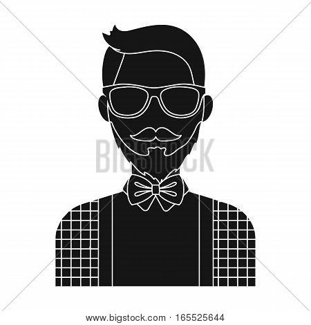 Hipster icon in black design isolated on white background. Hipster style symbol stock vector illustration.