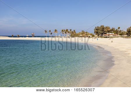 Beautiful Al Mamzar beach in the city of Dubai. United Arab Emirates Middle East