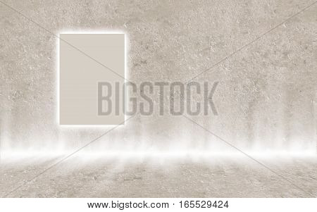 Mock up poster in vintage glowing loft interior, background, template design