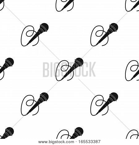Microphone icon in black style isolated on white background. Event service pattern vector illustration.