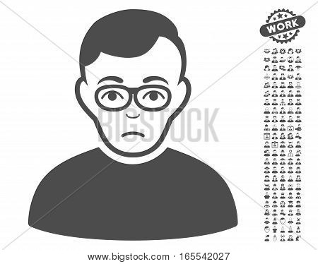 Downer icon with bonus people clip art. Vector illustration style is flat iconic gray symbols on white background.