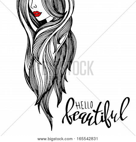 beauty beautiful hair vector girl portrait young