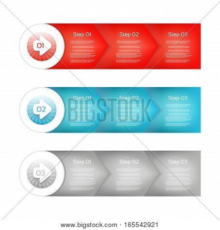 One two three - Set of three version - vector paper progress steps for tutorial