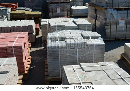 A pavement tile in a piles outdoors