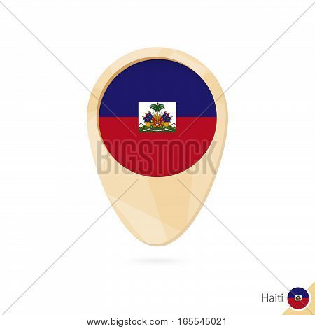Map Pointer With Flag Of Haiti. Orange Abstract Map Icon.