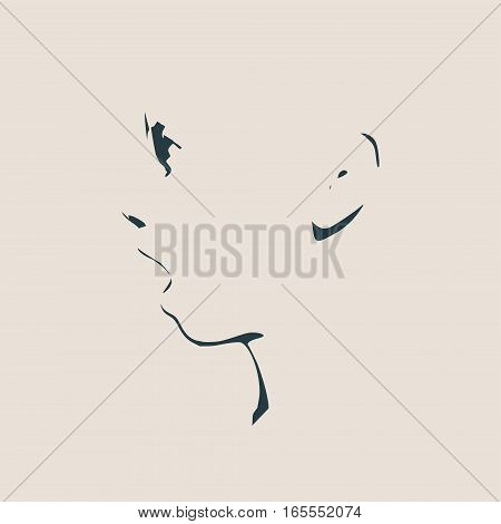 Human emotions expression vector illustration. Isolated avatar of the expressions face. Emotional head illustration. Shout of despair. Profile view