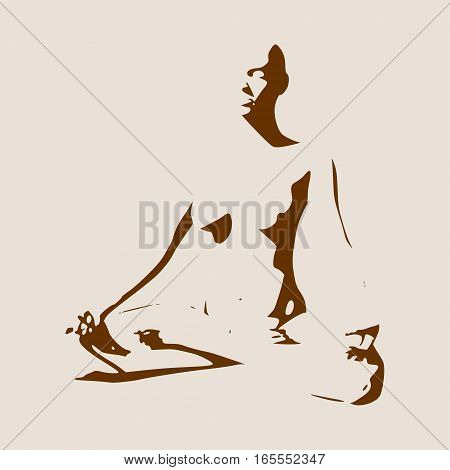 Woman sit in meditation pose. Sexy women silhouettes. Fashion mannequin isolated. Female figure posing. Front view. Yoga Center Emblem.