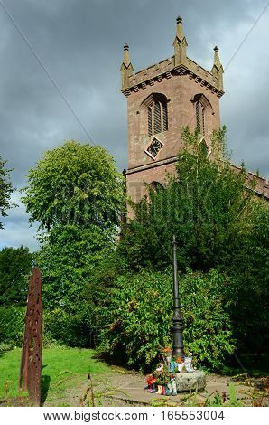 A view of the clock tower on a church in Muthill