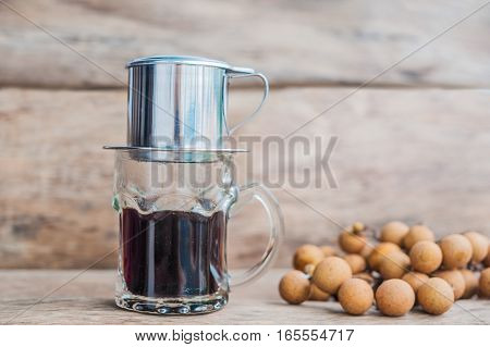 'phin' Traditional Vietnamese Coffee Maker, Place On The Top Of Glass, Add Ground Coffee Then Pour H