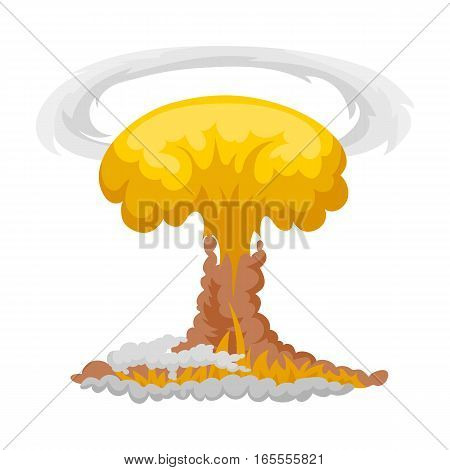Nuclear explosion icon in cartoon design isolated on white background. Explosions symbol stock vector illustration.
