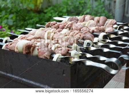 Shashlik or shashlyk (meaning skewered meat) was originally made of lamb. Nowadays it is also made of pork or beef depending on local preferences and religious observances.