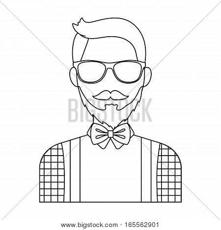 Hipster icon in outline design isolated on white background. Hipster style symbol stock vector illustration.