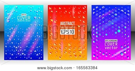 Geometric shapes brochure template layout. Triangle cover design annual report. Polygonal design flyer or booklet. Abstract hexagon magazine background. Vector Illustration esp10