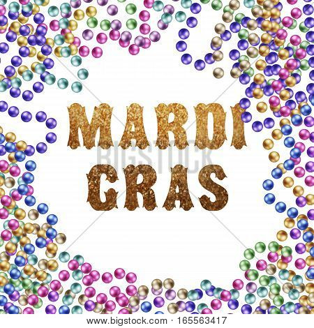 Gold Mardi Gras colorful beads. vector illustration isolated