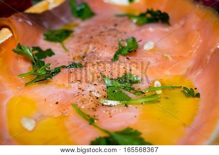 smoked salmon seasoned with lemon and spices