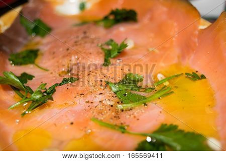 smoked salmon seasoned with lemon and spices