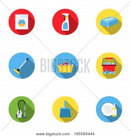 Cleaning set icons in flat style. Big collection of cleaning vector symbol stock