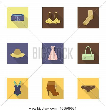 Clothes set icons in flat style. Big collection of clothes vector symbol stock