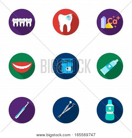 Dental care set icons in flat design. Big collection of dental care vector symbol stock illustration