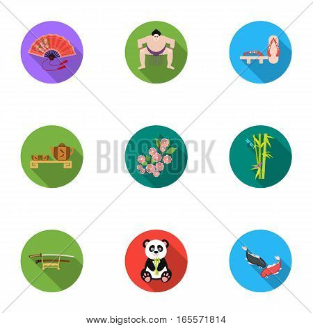 Japan set icons in flat style. Big collection of Japan vector symbol stock