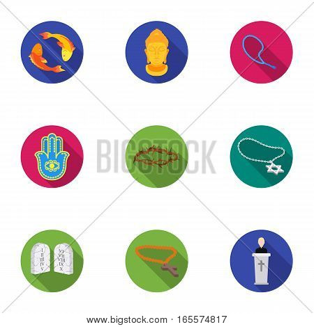 Religion set icons in flat style. Big collection of religion vector symbol stock