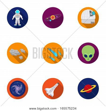 Space set icons in flat style. Big collection of space vector symbol stock