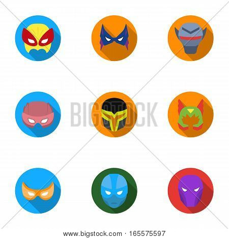 Superhero mask set icons in flat style. Big collection of superhero mask vector symbol stock
