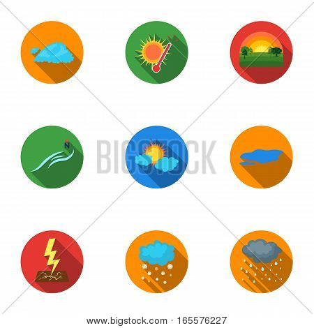 Weather set icons in flat style. Big collection of weather vector symbol stock