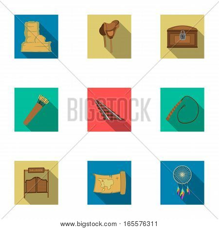 Wild west set icons in flat style. Big collection of wild west vector symbol stock