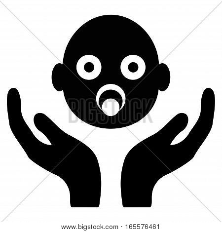 Baby Care Hands vector icon. Flat black symbol. Pictogram is isolated on a white background. Designed for web and software interfaces.