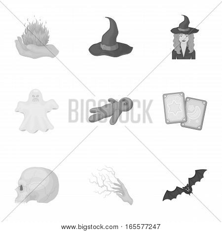Black and white magic set icons in monochrome style. Big collection of black and white magic vector symbol stock