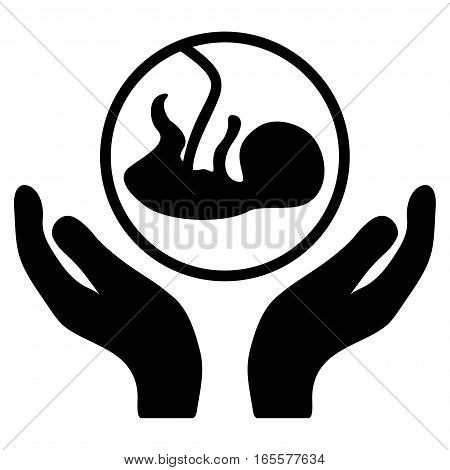 Embryo Care Hands vector icon. Flat black symbol. Pictogram is isolated on a white background. Designed for web and software interfaces.