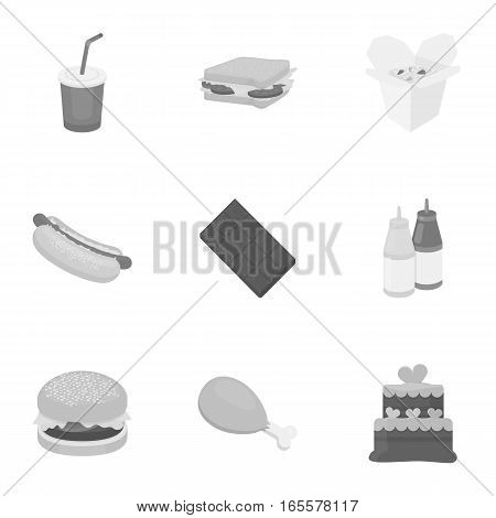 Fast food set icons in monochrome style. Big collection of fast food vector symbol stock