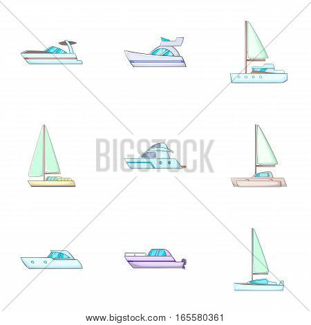 Water transport icons set. Cartoon illustration of 9 water transport vector icons for web