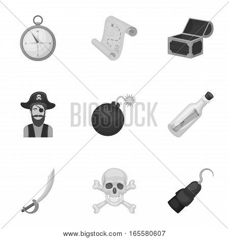 Pirates set icons in monochrome design. Big collection of pirates vector symbol stock illustration