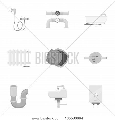 Plumbing set icons in monochrome style. Big collection of plumbing vector symbol stock
