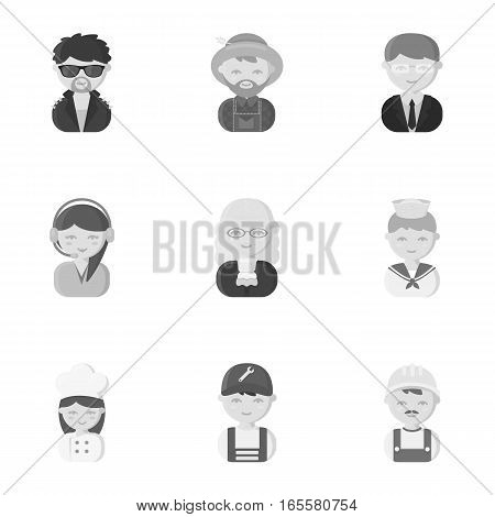 Profession set icons in monochrome style. Big collection of profession vector symbol stock