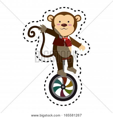 cute monkey circus animal vector illustration design