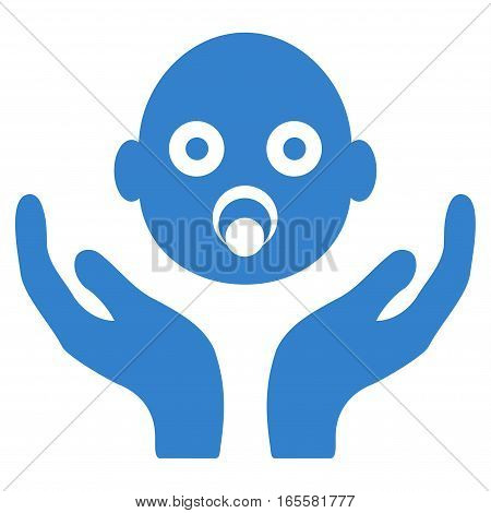 Baby Care Hands vector icon. Flat cobalt symbol. Pictogram is isolated on a white background. Designed for web and software interfaces.