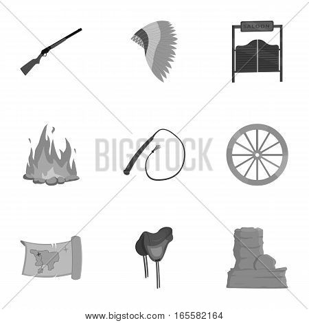 Wild west set icons in monochrome style. Big collection of wild west vector symbol stock
