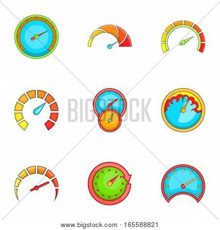 Meter icons set. Cartoon illustration of 9 meter vector icons for web