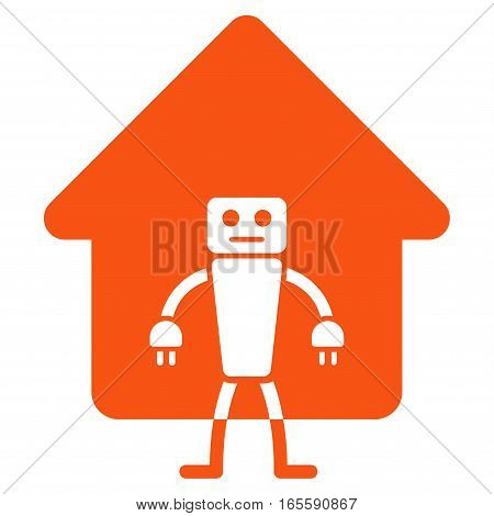 Home Robot vector icon. Flat orange symbol. Pictogram is isolated on a white background. Designed for web and software interfaces.