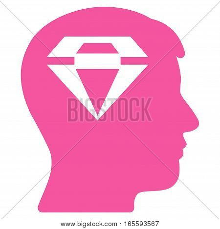 Human Head With Diamond vector icon. Flat pink symbol. Pictogram is isolated on a white background. Designed for web and software interfaces.
